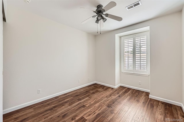 5957 Turnstone Pl, Castle Rock, CO 80104 - unfurnished room with dark wood-type flooring, ceiling fan, and baseboards