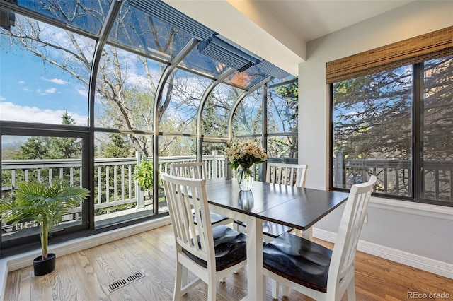 sunroom with visible vents and a healthy amount of sunlight