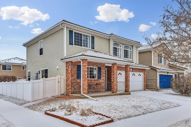 view of property featuring a garage