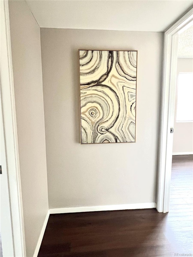 detailed view of baseboards and wood finished floors