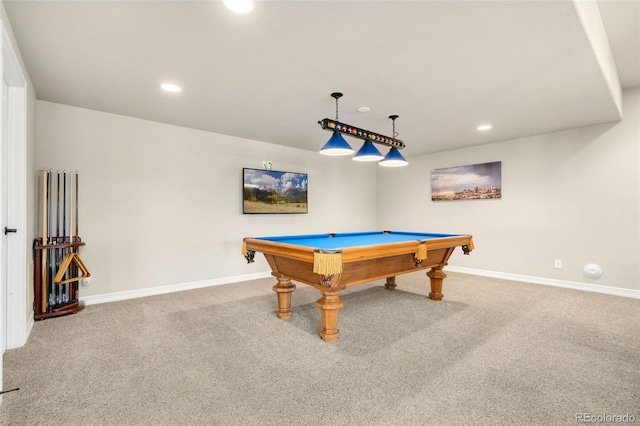 5954 Black Lion Ct, Windsor, CO 80550 - playroom with carpet flooring, billiards, baseboards, and recessed lighting