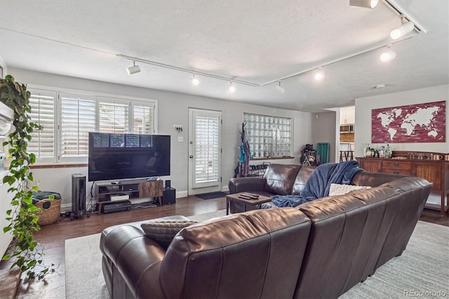 1295 S Downing St, Denver, CO 80210 - living room featuring track lighting and wood finished floors