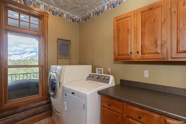 laundry area with washing machine and dryer and cabinet space