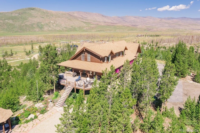 aerial view featuring a mountain view