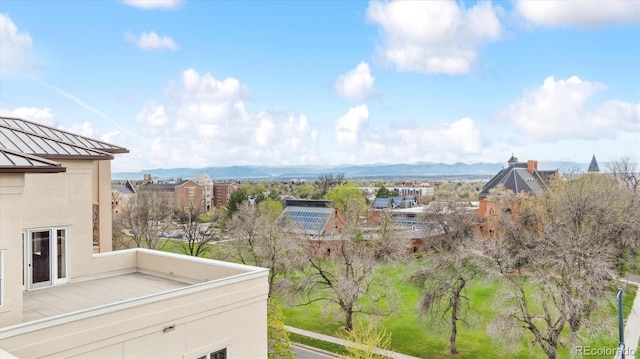 exterior space featuring a mountain view