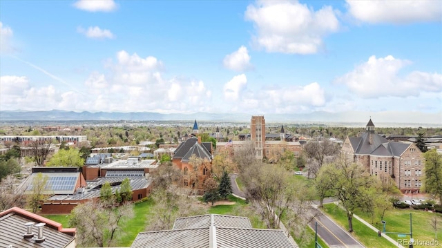 drone / aerial view with a mountain view