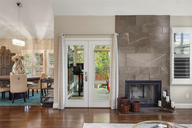 7836 S Fairfax Ct, Centennial, CO 80122 - entryway with baseboards, french doors, plenty of natural light, and wood finished floors