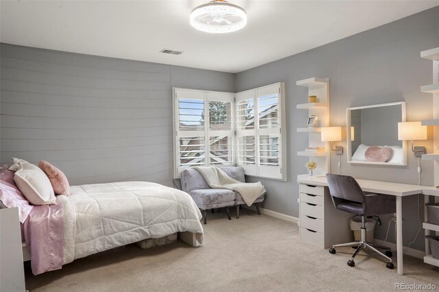 7836 S Fairfax Ct, Centennial, CO 80122 - bedroom featuring baseboards, light carpet, and visible vents
