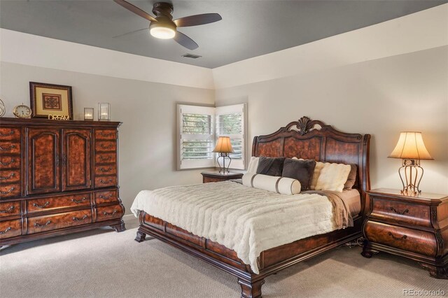 7836 S Fairfax Ct, Centennial, CO 80122 - carpeted bedroom featuring a ceiling fan and visible vents