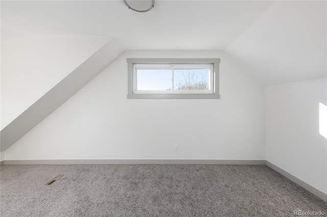 additional living space with lofted ceiling and carpet