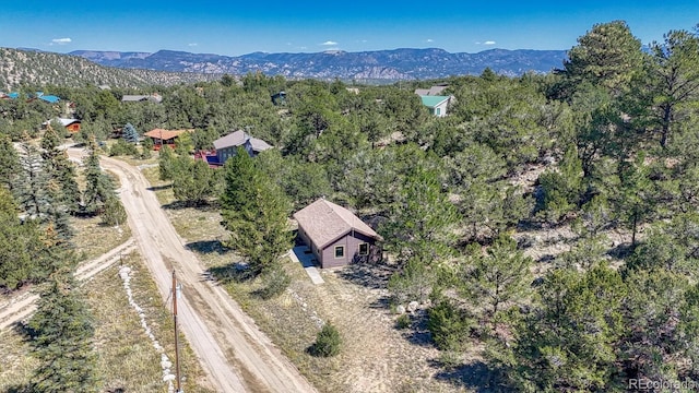 aerial view with a mountain view