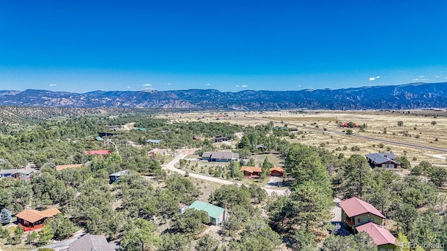 birds eye view of property with a mountain view