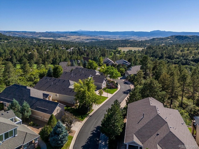 bird's eye view featuring a mountain view