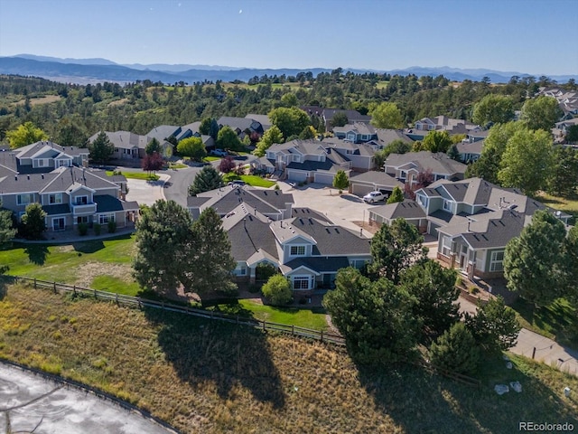 bird's eye view with a mountain view