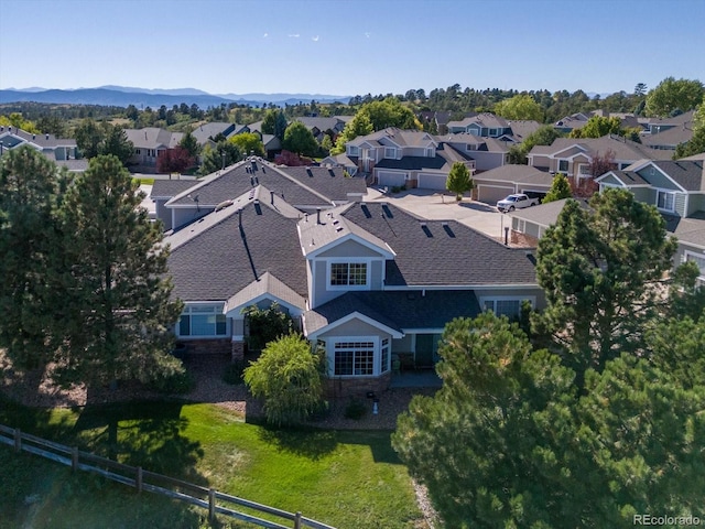 bird's eye view with a mountain view