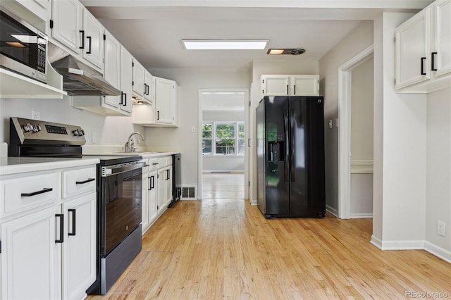 2709 S Franklin St, Denver, CO 80210 - kitchen featuring appliances with stainless steel finishes, under cabinet range hood, light wood-style floors, and light countertops