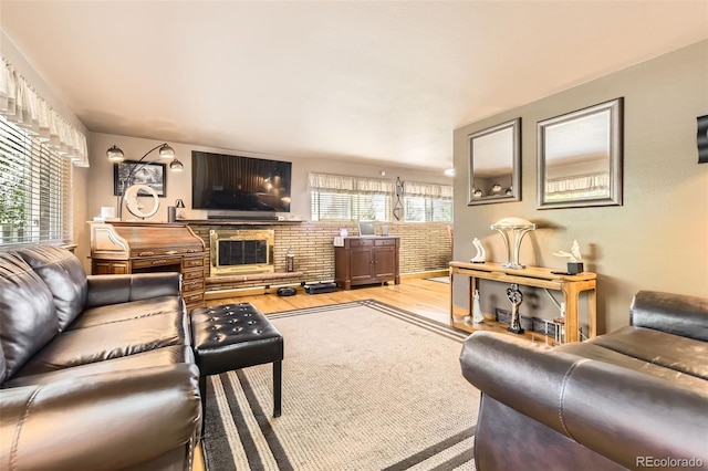 living area with wood finished floors