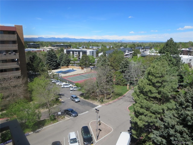 aerial view with a mountain view