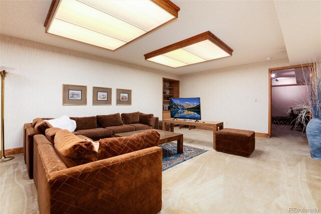 7500 E Dartmouth Ave Unit 16, Denver, CO 80231 - living room featuring carpet and built in shelves