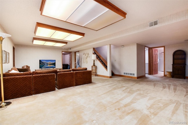 7500 E Dartmouth Ave Unit 16, Denver, CO 80231 - living room with carpet flooring and stairs