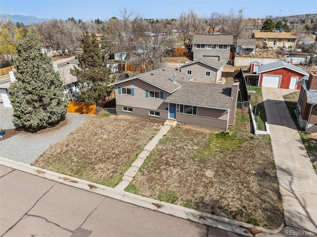 aerial view with a residential view