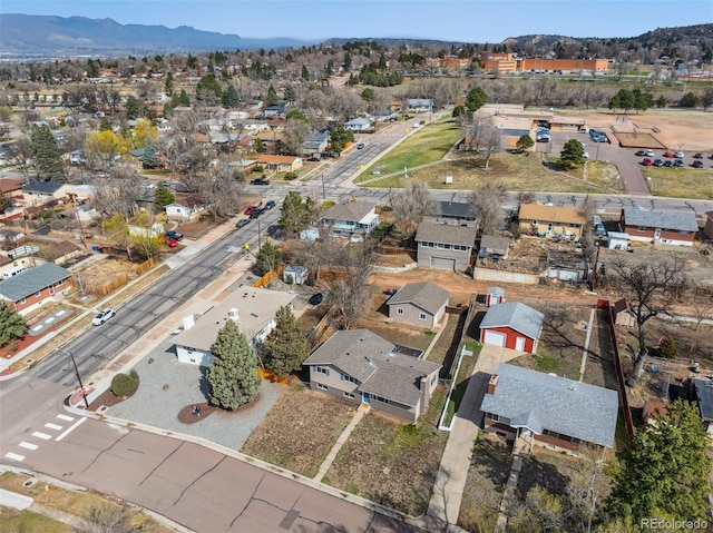 bird's eye view with a residential view and a mountain view