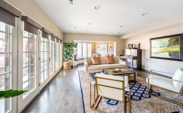 290 Dexter St, Denver, CO 80220 - living room with wood finished floors, recessed lighting, and french doors
