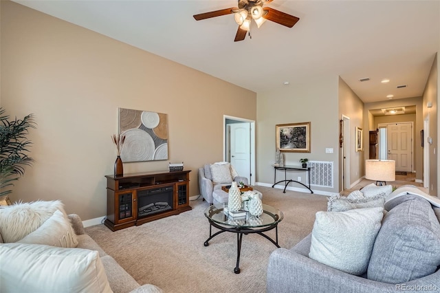 15852 Lavender Pl, Broomfield, CO 80023 - carpeted living room with ceiling fan and baseboards