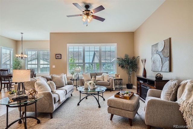 15852 Lavender Pl, Broomfield, CO 80023 - living area featuring a chandelier and ceiling fan