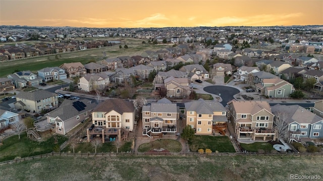 11991 Hazy Hills Dr, Parker, CO 80138 - aerial view at dusk with a residential view