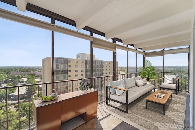 7865 E Mississippi Ave Unit 1502, Denver, CO 80247 - sunroom with expansive windows and beamed ceiling