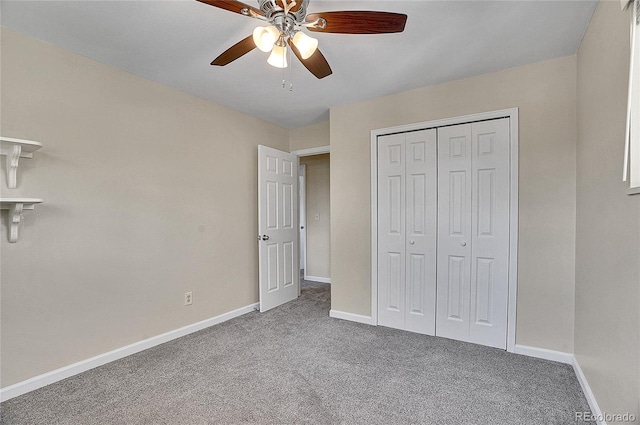 9099 W Harvard Pl, Lakewood, CO 80227 - unfurnished bedroom with carpet flooring, baseboards, a closet, and a ceiling fan