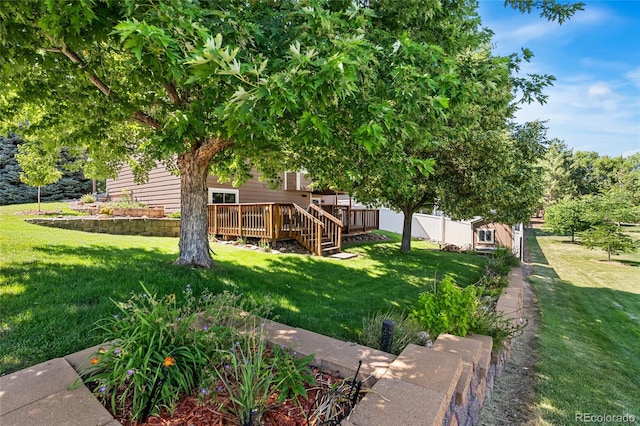 6858 Otis Ct, Arvada, CO 80003 - view of yard with a wooden deck
