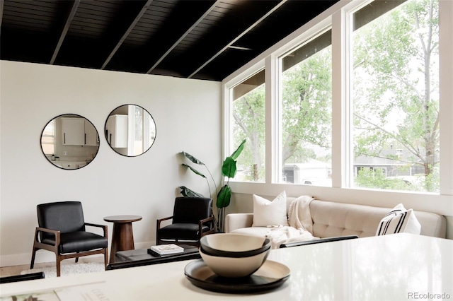 living room with healthy amount of natural light and baseboards