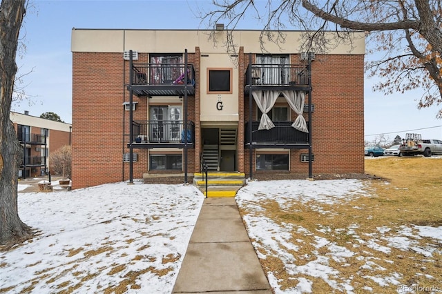 view of snow covered building