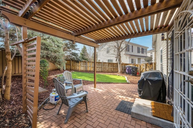 20000 Mitchell Pl Unit 9, Denver, CO 80249 - view of patio / terrace with a pergola, a fenced backyard, and area for grilling