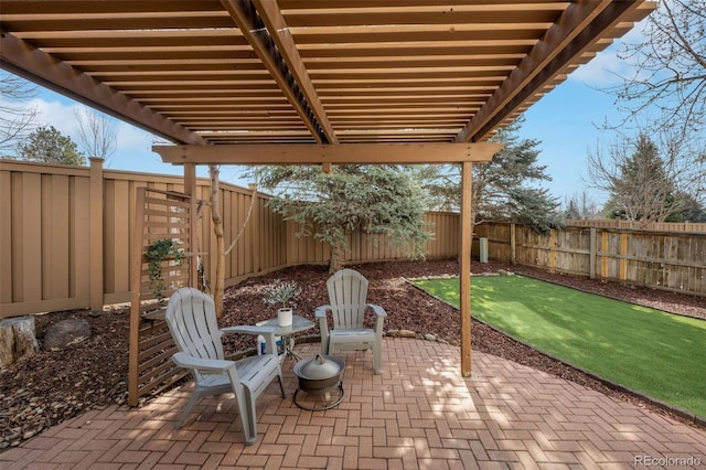 20000 Mitchell Pl Unit 9, Denver, CO 80249 - view of patio / terrace featuring a fenced backyard and a pergola