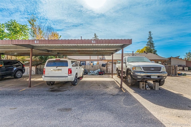 view of parking with a carport