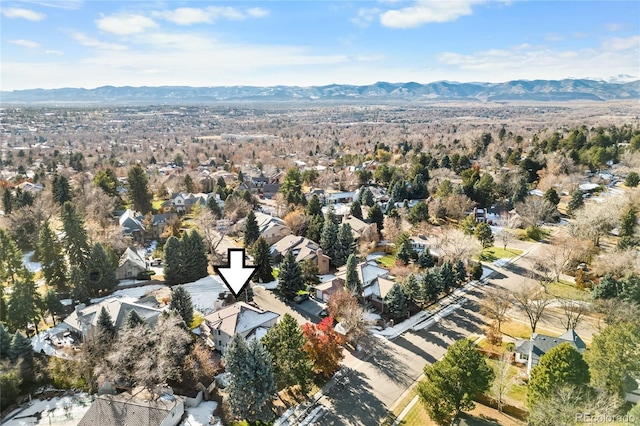 aerial view featuring a mountain view