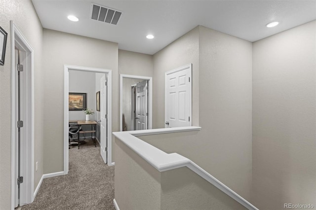 23534 E 5th Pl, Aurora, CO 80018 - corridor with carpet flooring, an office area, and recessed lighting