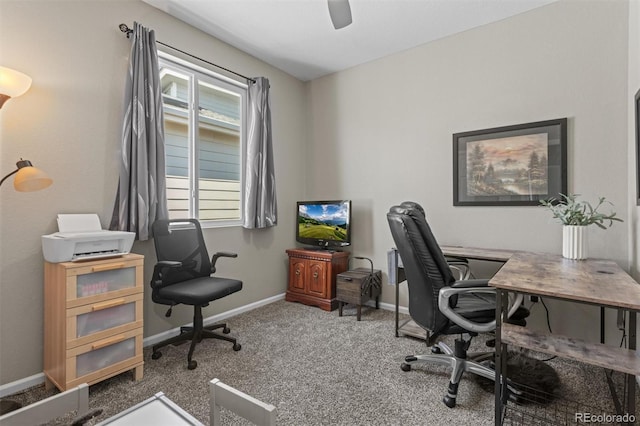 23534 E 5th Pl, Aurora, CO 80018 - carpeted office with baseboards and ceiling fan