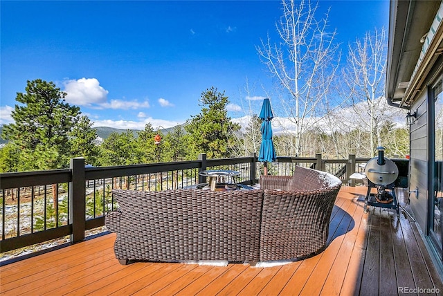 1567 Tapadero Rd, Bailey, CO 80421 - wooden deck featuring a mountain view