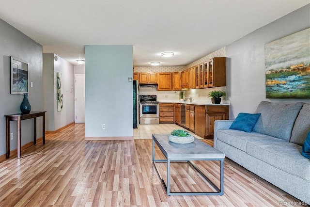 13626 E Bates Ave Unit 110, Aurora, CO 80014 - living room with light wood-style flooring and baseboards