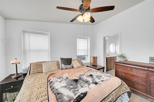 6631 E 78th Ave, Commerce City, CO 80022 - bedroom featuring light carpet, ensuite bathroom, and a ceiling fan