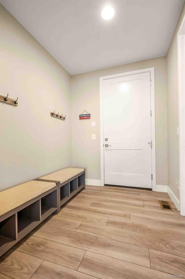 mudroom with light wood-type flooring