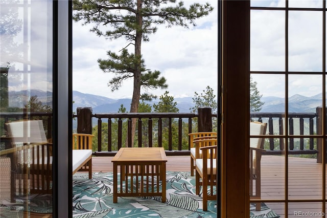 29095 Summit Ranch Dr, Golden, CO 80401 - wooden deck featuring a mountain view