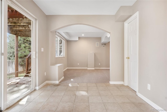 interior space featuring light tile patterned flooring