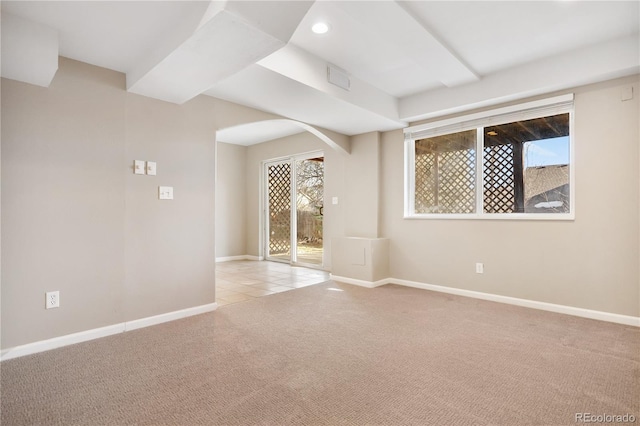 carpeted empty room with a healthy amount of sunlight