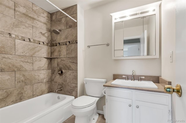 1005 S Lewiston Way, Aurora, CO 80017 - bathroom featuring vanity, toilet, and shower / tub combination