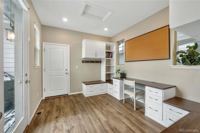 office area with wood-type flooring